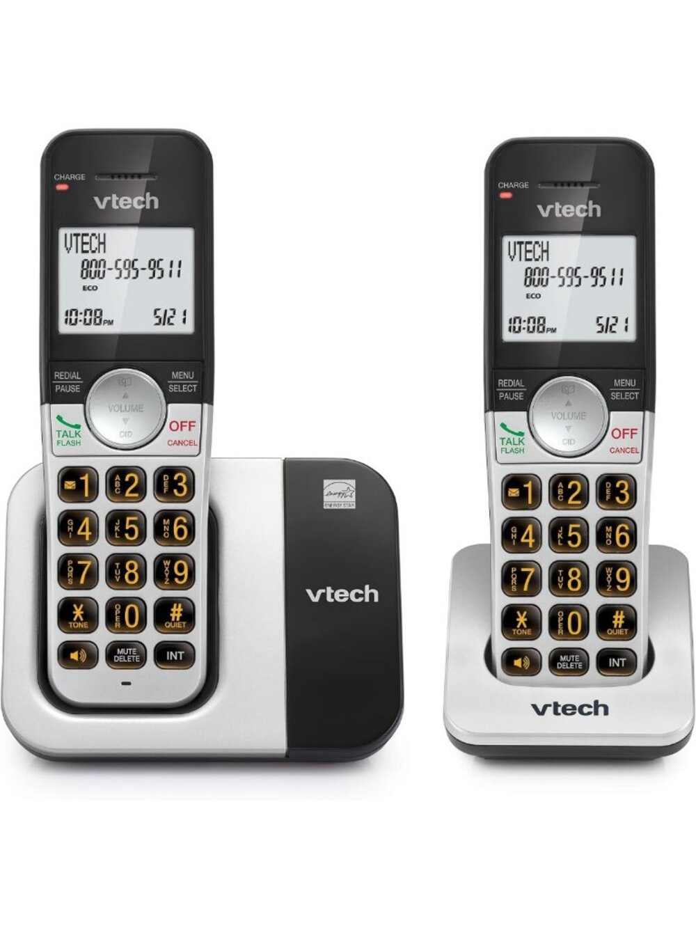 Cordless Phone Set with 2 Handsets, DECT 6.0, Interference-Free Sound, Big